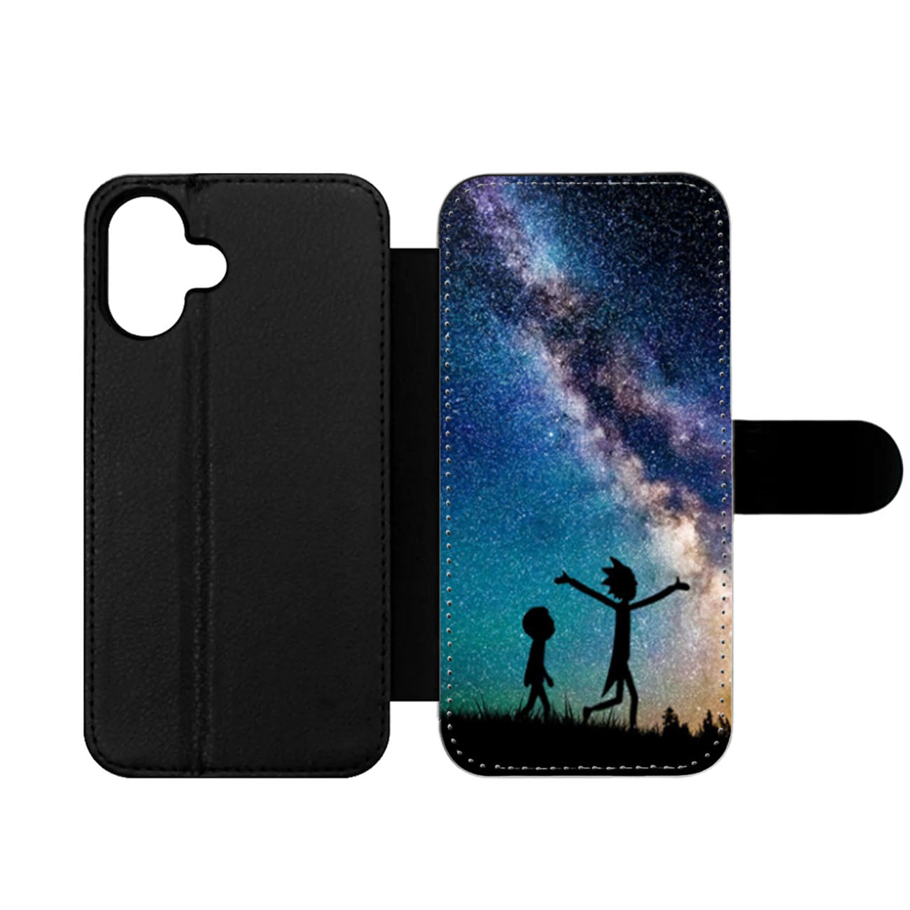 Rick and Morty Silhouette Nebula Wallet iPhone Case