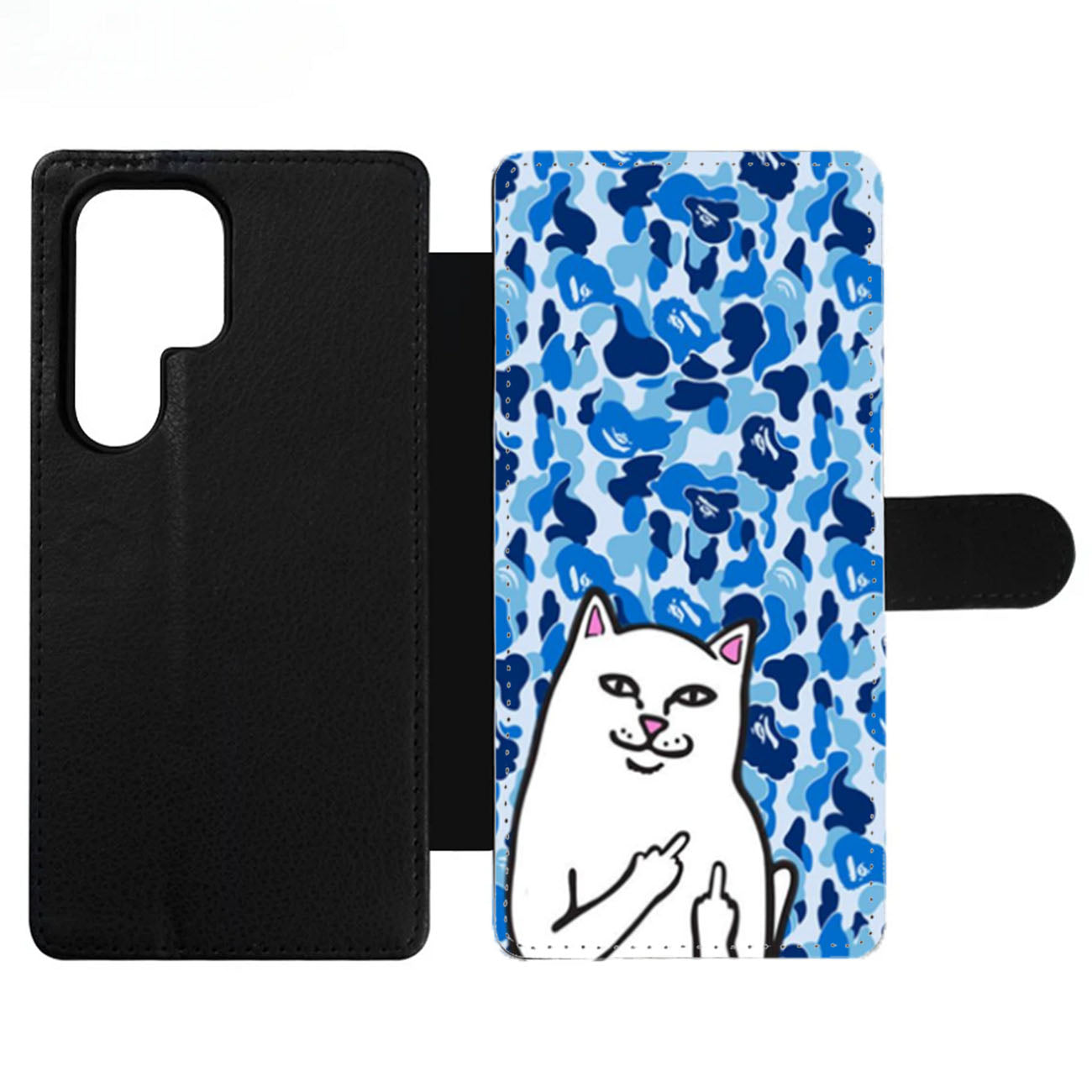 RipNDip Lord Nermal Cat Bape Camo Blue Wallet Samsung Case