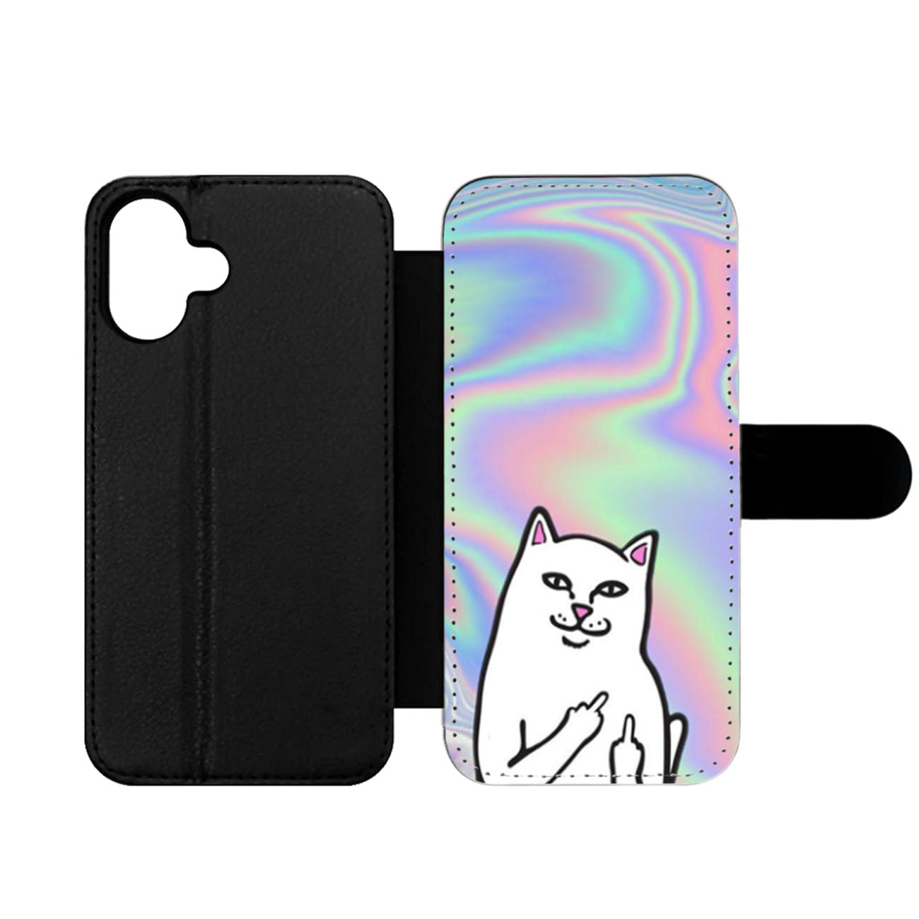 RipNDip Lord Nermal Cat Holographic Wallet iPhone Case