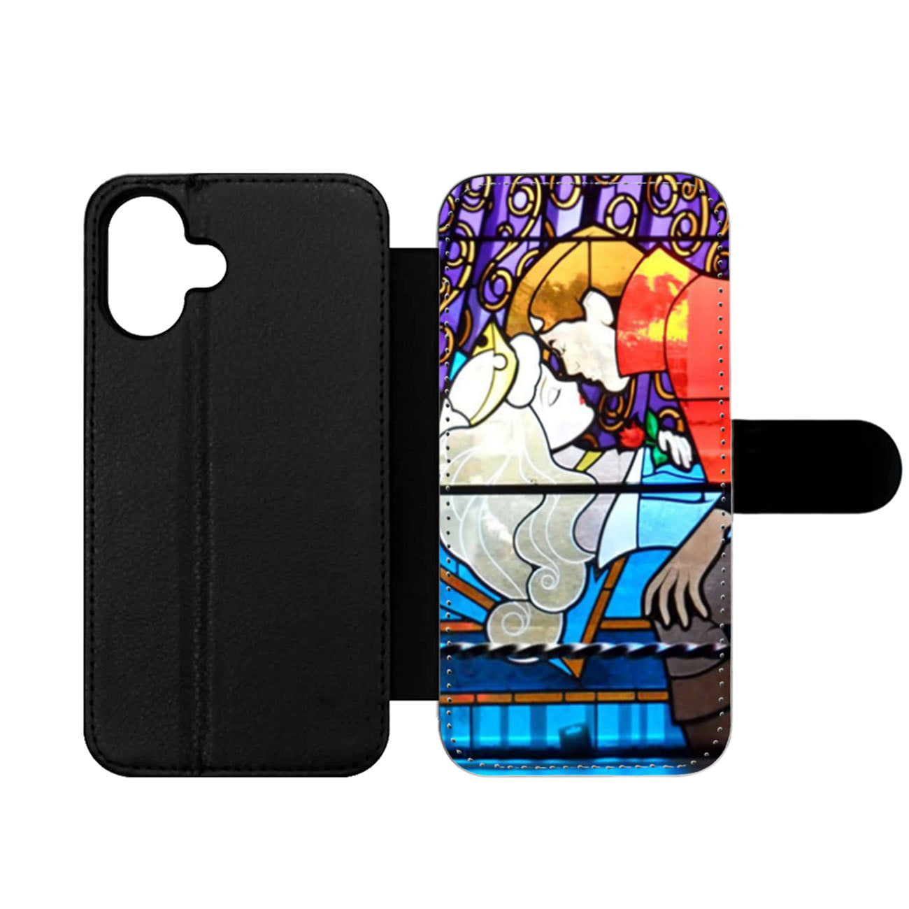 Sleeping Beauty Kiss Stained Glass Wallet iPhone Case