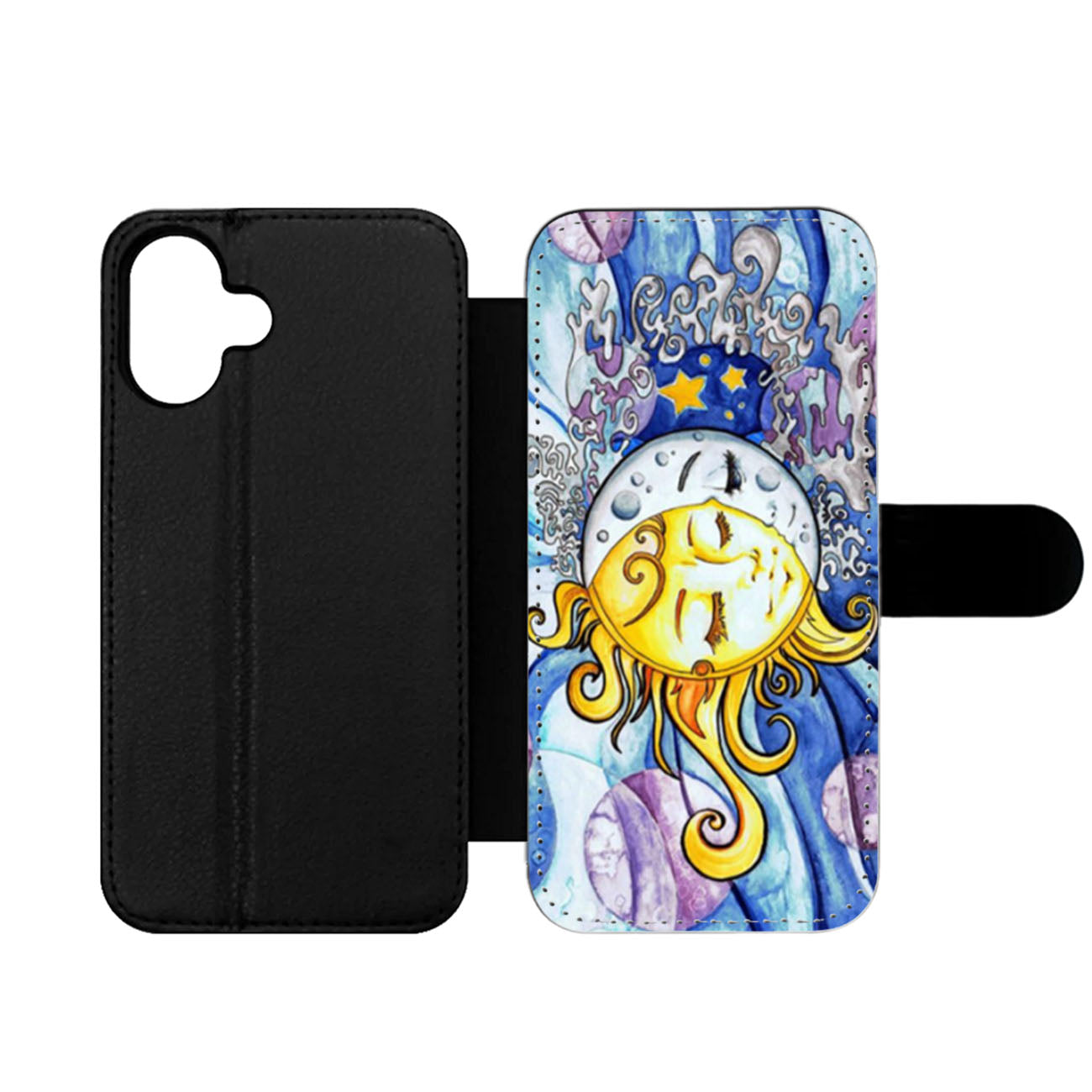 Sun and Moon Art Painting Cute Sky Tumblr Wallet iPhone Case