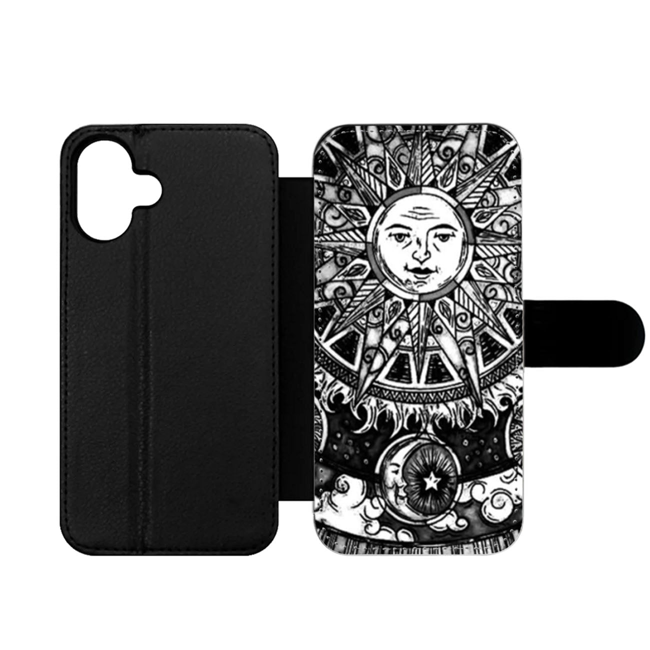 Sun and Moon Black White Wallet iPhone Case