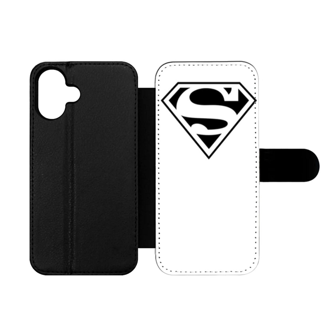 Superman Black White Logo Wallet iPhone Case
