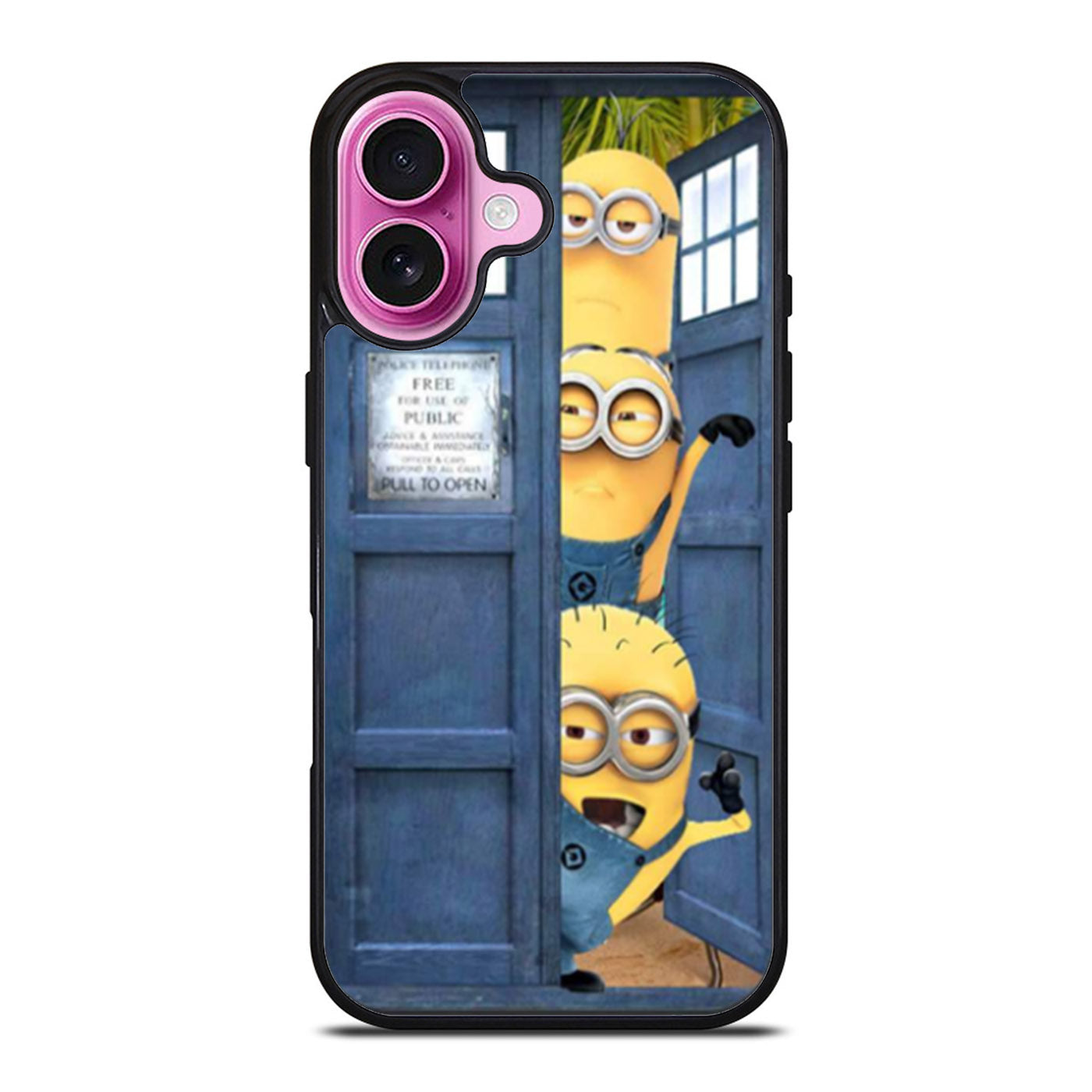 Three Despicable Me Minion In Dr Who Tardis Call Box iPhone Case Cover