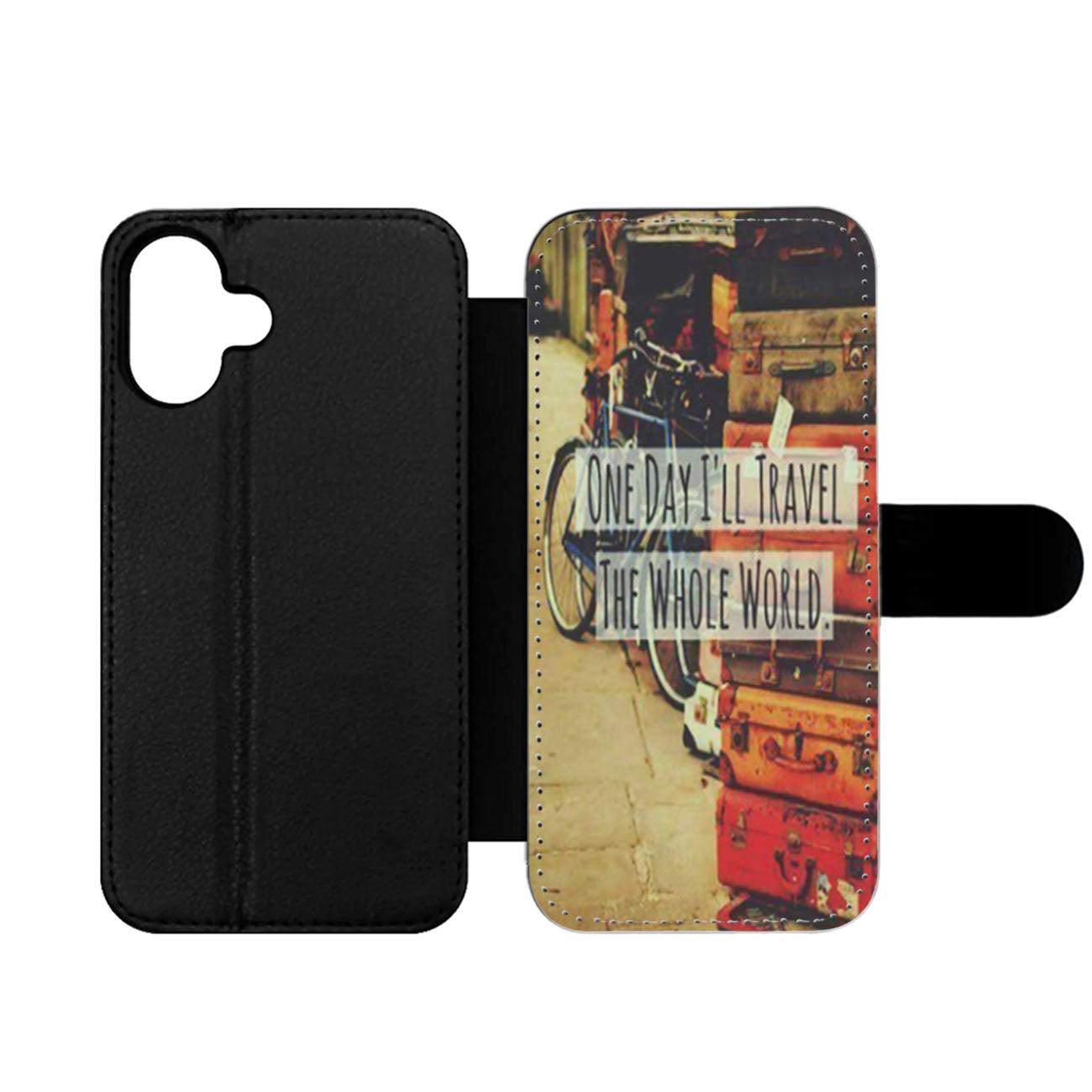 Travel Whole World Quote Wallet iPhone Case