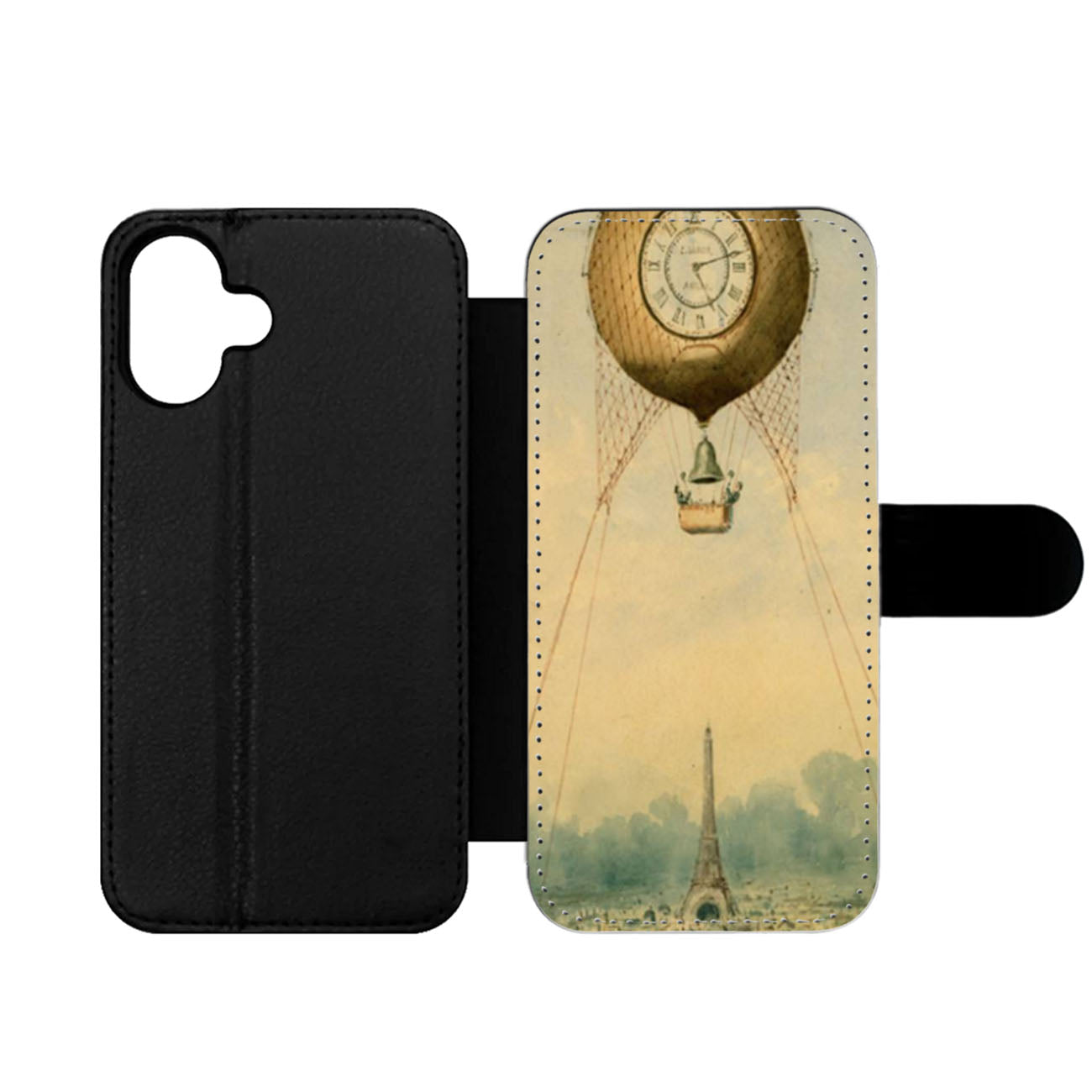 Vintage Eiffel Baloon Watches Wallet iPhone Case