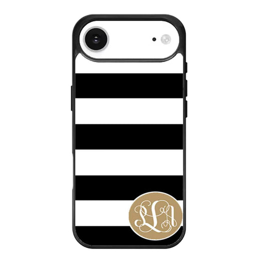black striped matte gold monogram iPhone Air Case