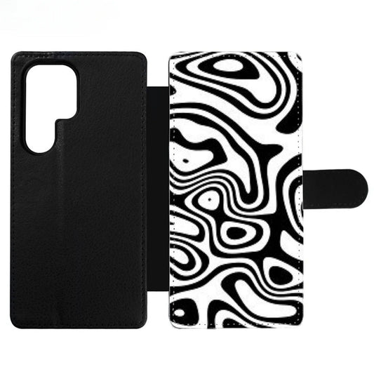 Abstract Black And White Background Wallet Samsung Case