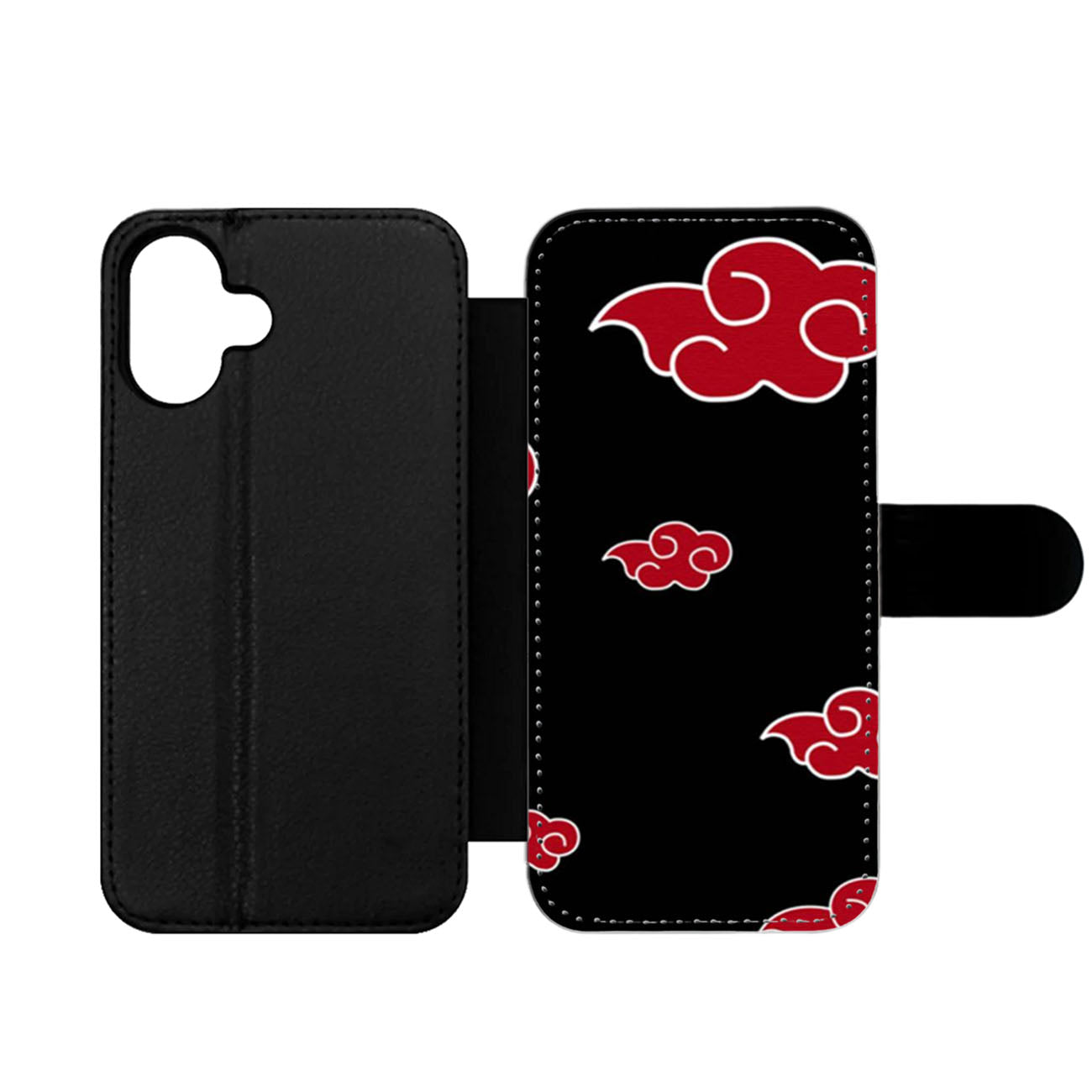 Akatsuki Red Cloud Pattern Wallet iPhone Case