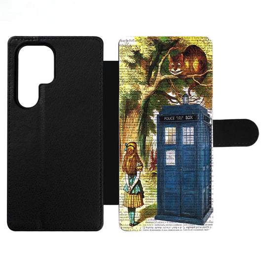 Alice In Wonderland And Tardis Doctor Who Wallet Samsung Case