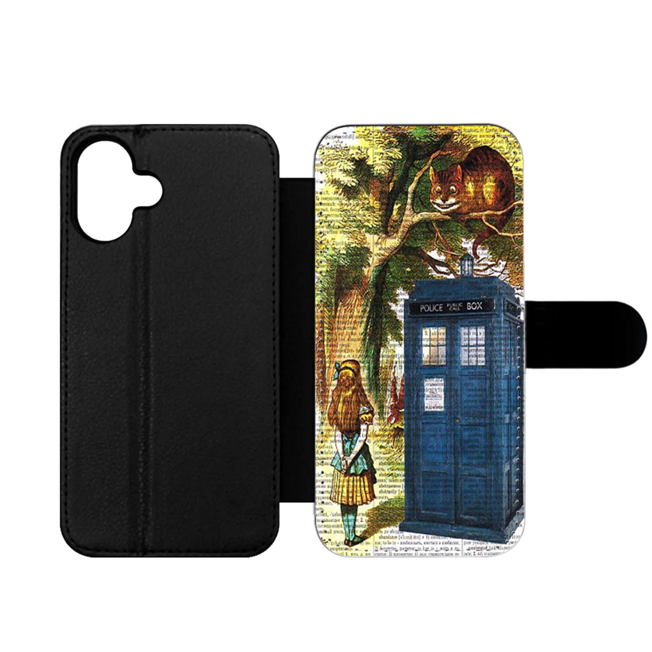 Alice In Wonderland And Tardis Doctor Who Wallet iPhone Case