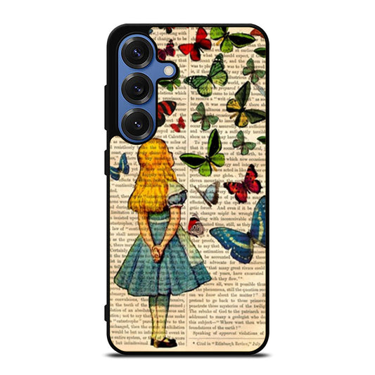 Alice In Wonderland Book Butterflies Samsung S25 Ultra Case