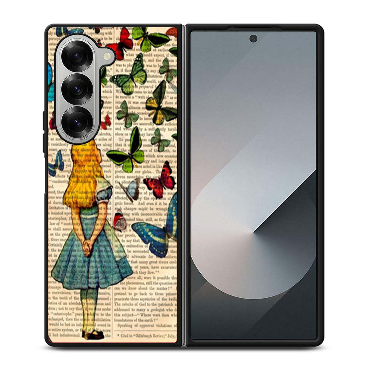 Alice In Wonderland Book Butterflies Samsung Z Fold 6 Case