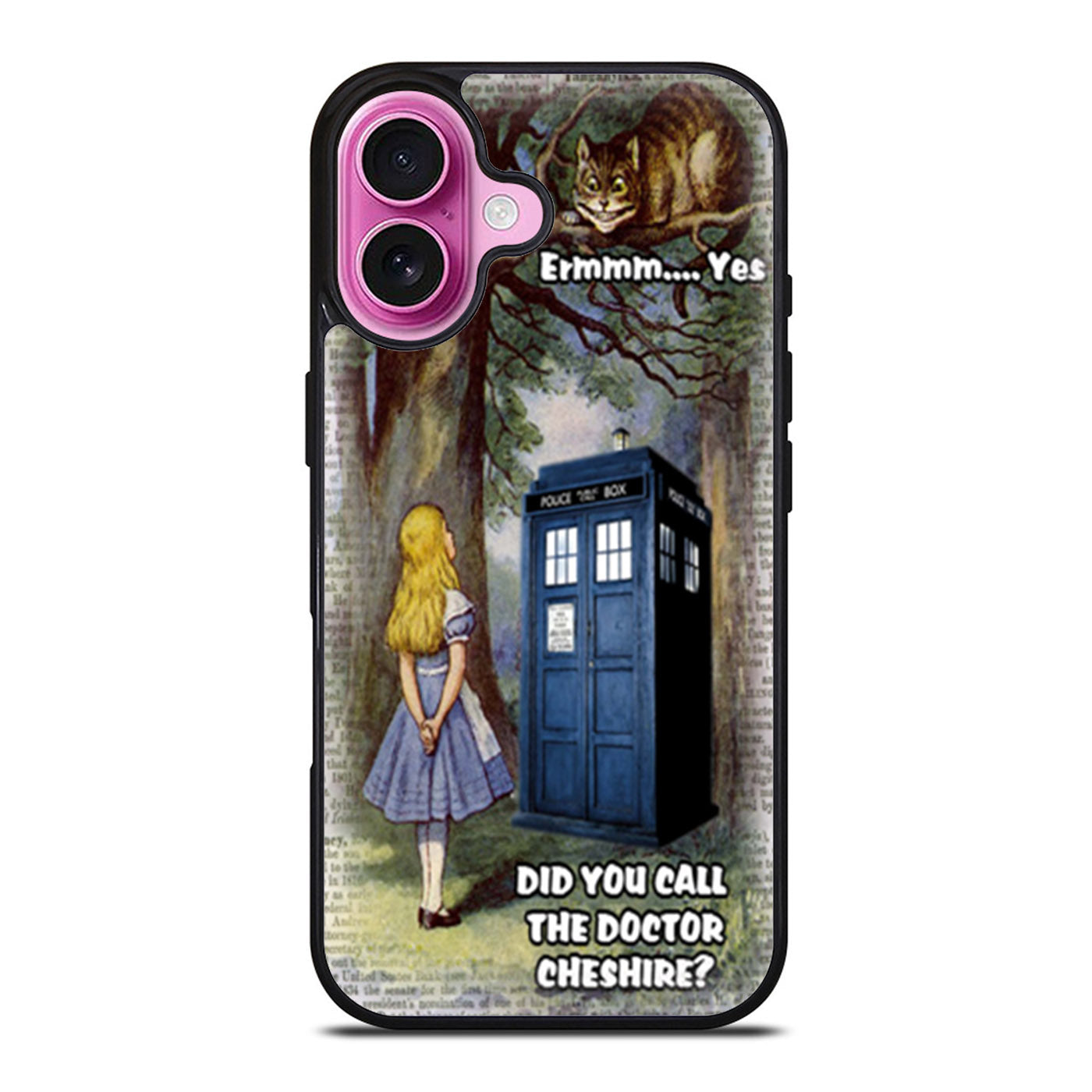 Alice In Wonderland Cheshire Cat and Doctor Who Tardis iPhone Case Cover