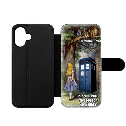 Alice In Wonderland Cheshire Cat and Doctor Who Tardis Wallet iPhone Case
