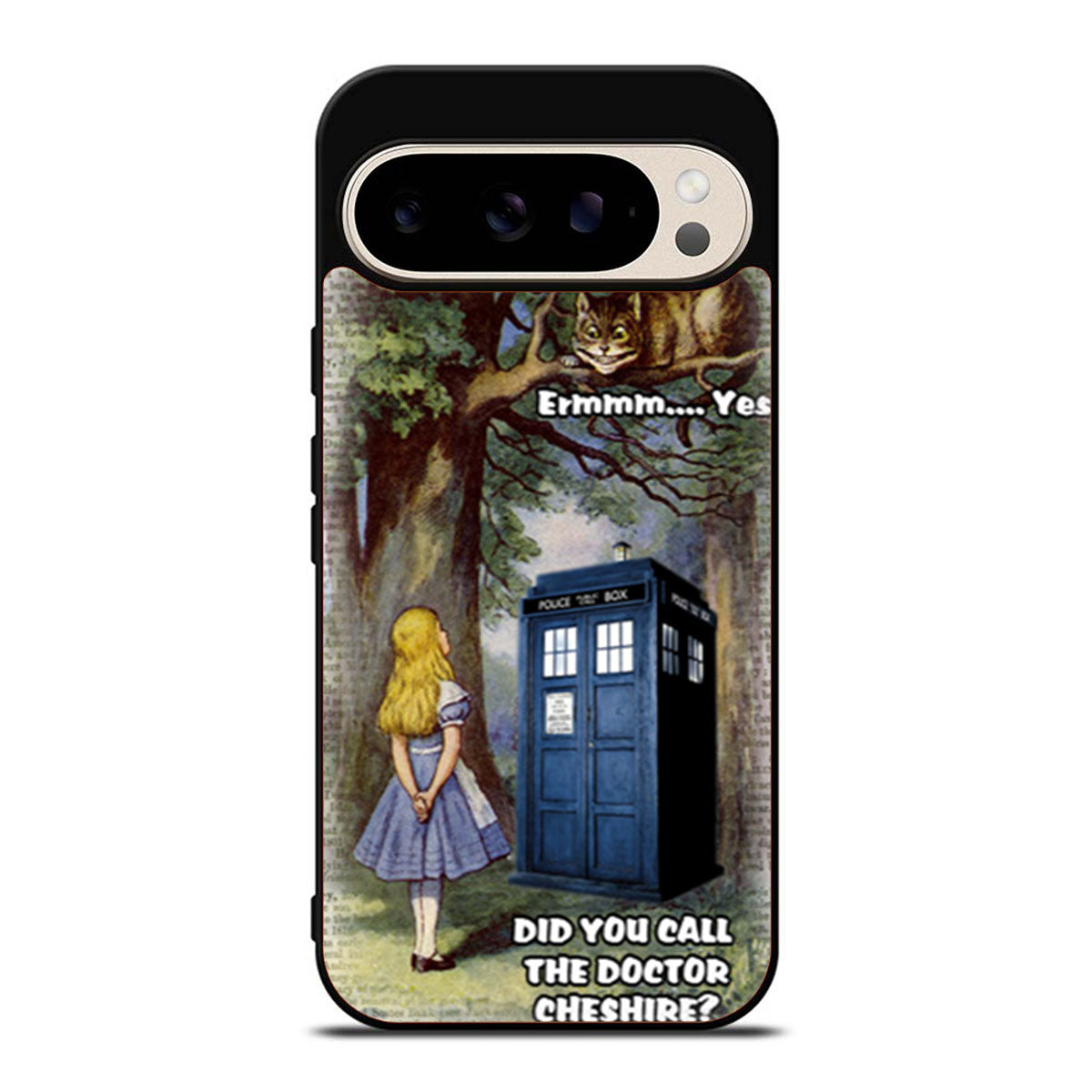 Alice In Wonderland Cheshire Cat and Doctor Who Tardis Google Pixel 9 Pro Case
