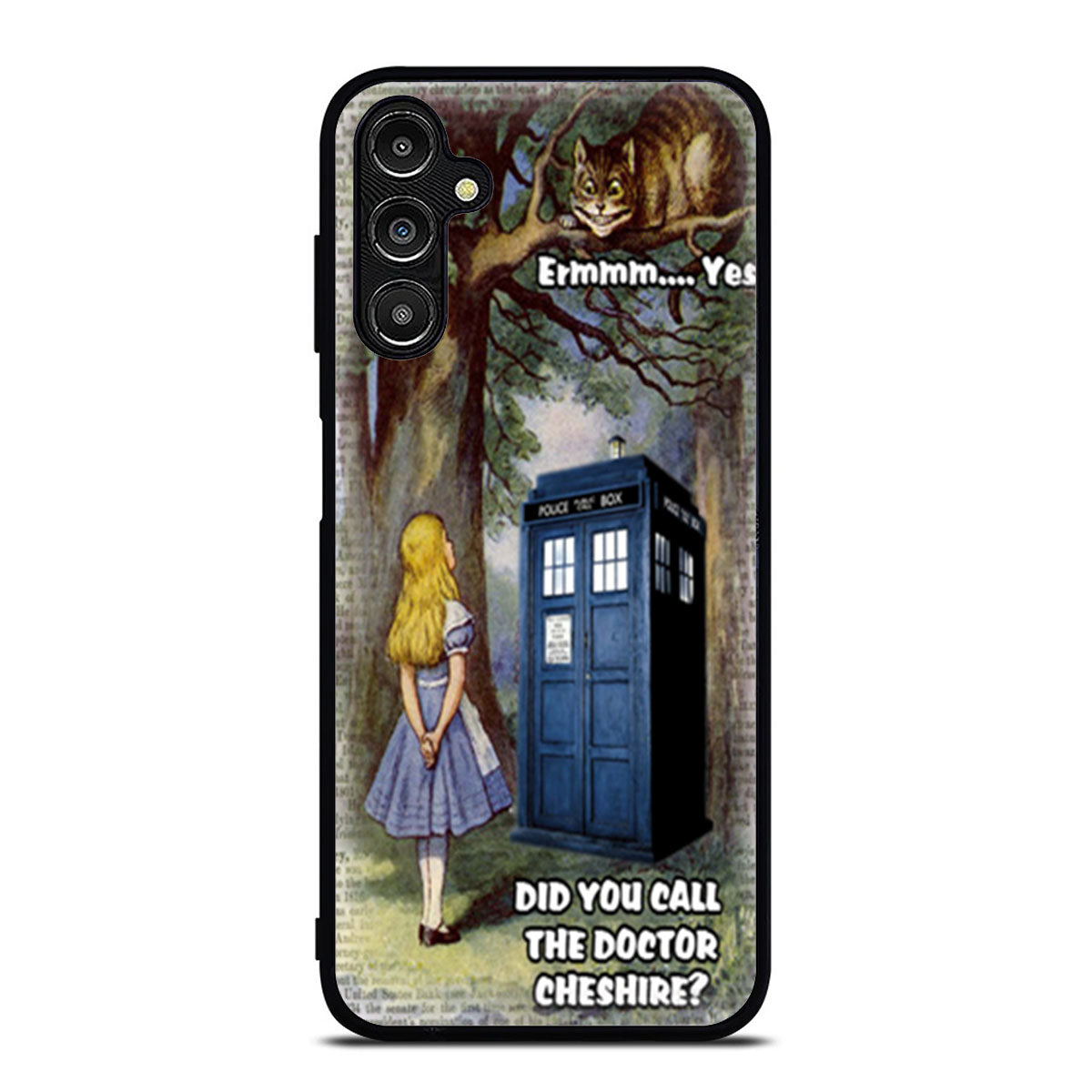 Alice In Wonderland Cheshire Cat and Doctor Who Tardis Samsung A16 Case