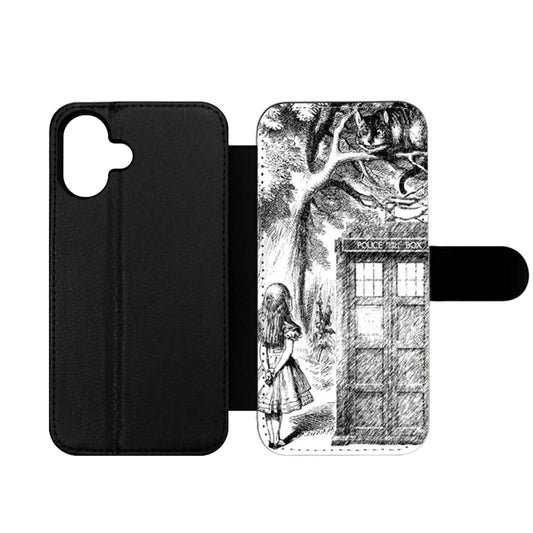 Alice In Wonderland and Cat on Doctor Who Box Wallet iPhone Case