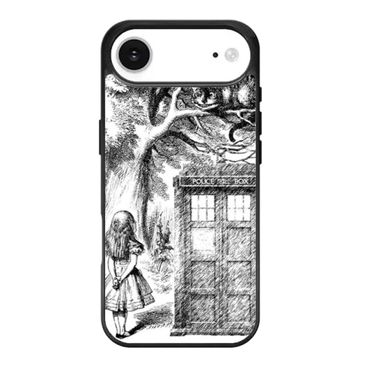 Alice In Wonderland and Cat on Doctor Who Box iPhone Air Case