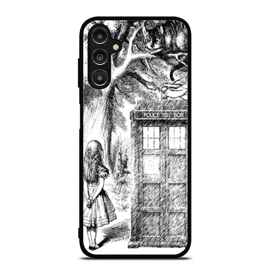Alice In Wonderland and Cat on Doctor Who Box Samsung A16 Case