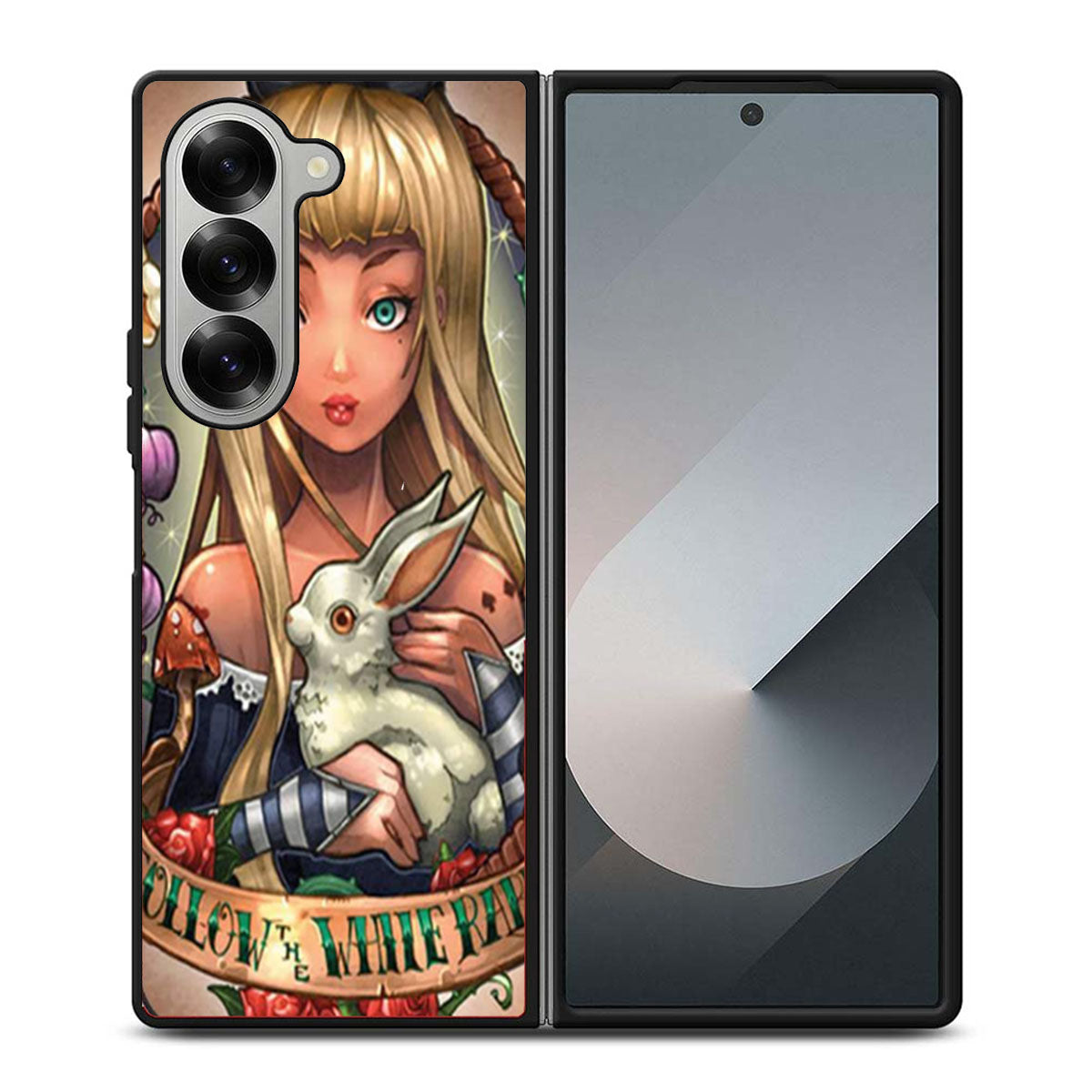 Alice in Wonderland Follow The White Rabbit Samsung Z Fold 6 Case