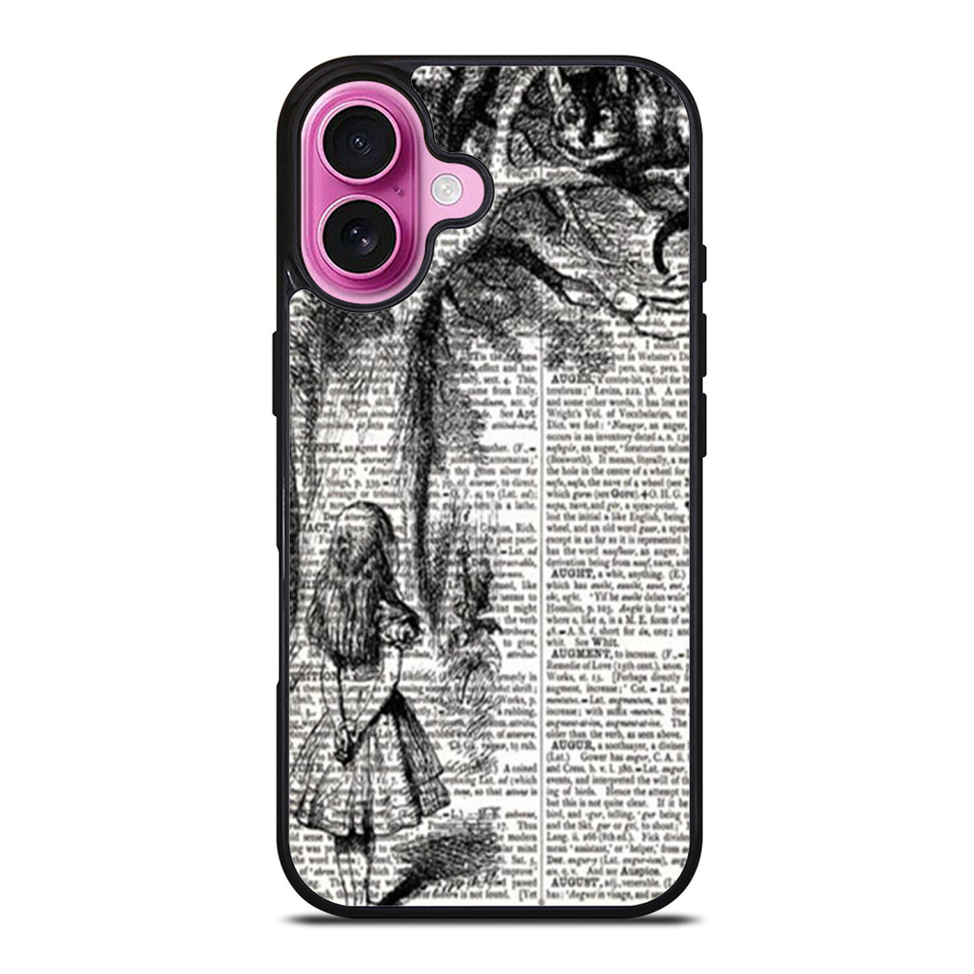 Alice with the Cheshire Cat Art Print on Dictionary iPhone Case Cover