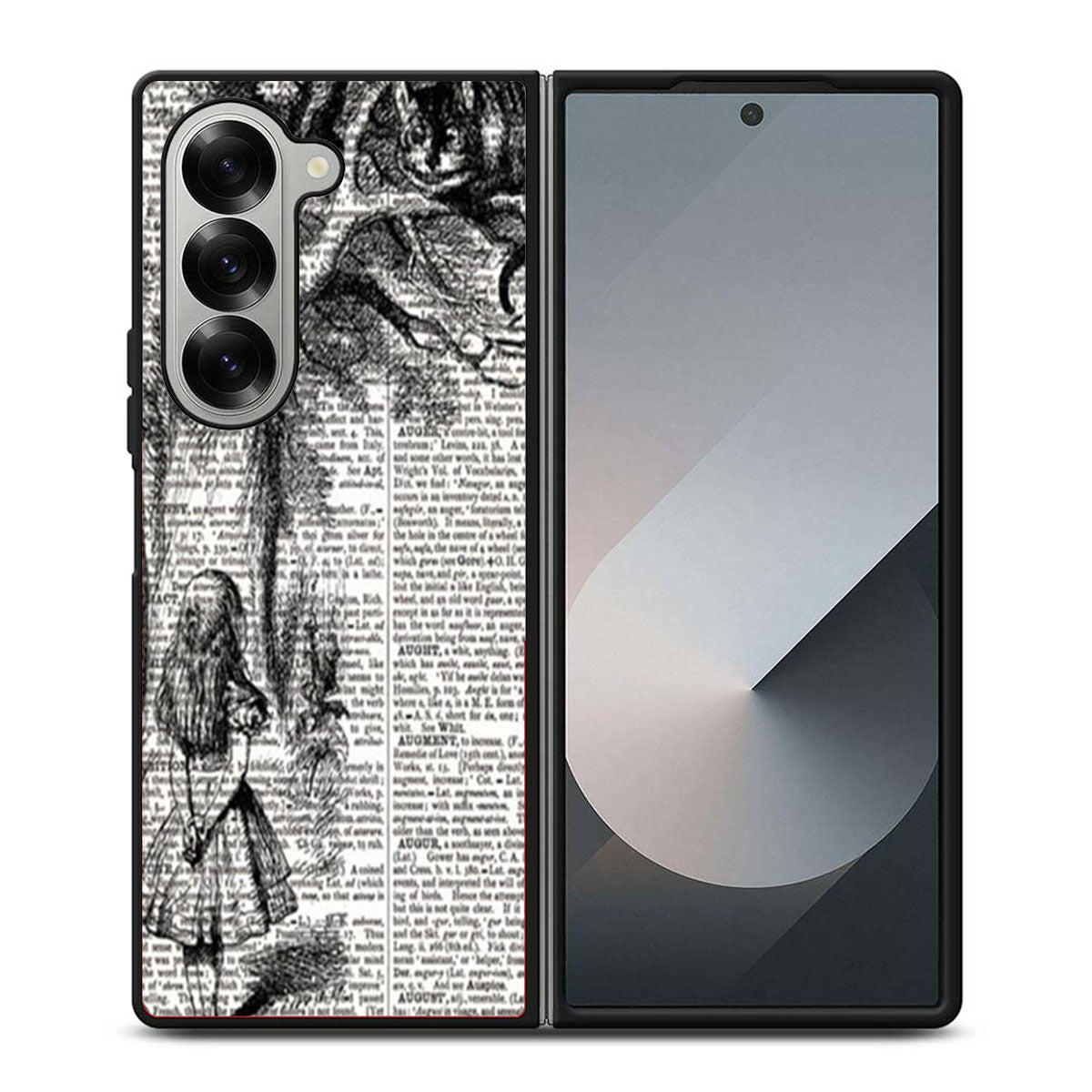 Alice with the Cheshire Cat Art Print on Dictionary Samsung Z Fold 6 Case