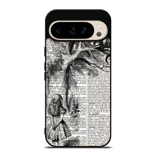 Alice with the Cheshire Cat Art Print on Dictionary Google Pixel 9 Pro Case