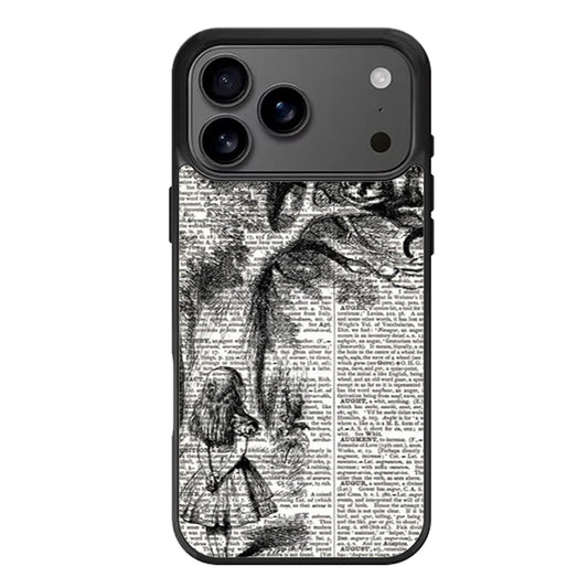 Alice with the Cheshire Cat Art Print on Dictionary iPhone 17 Pro Max Case