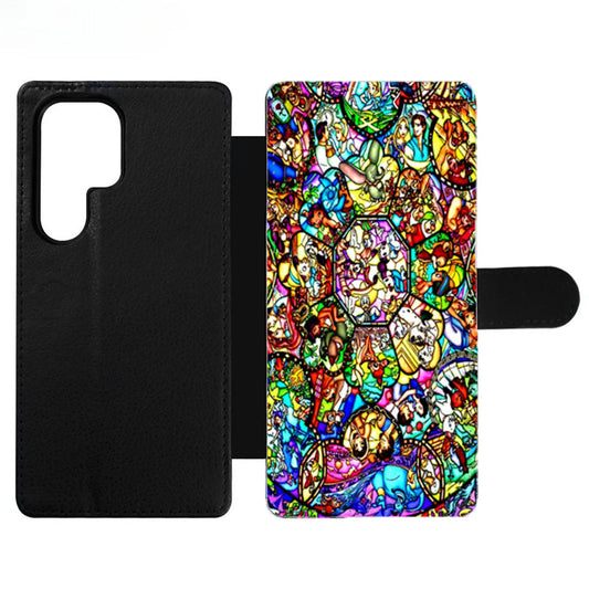 All Characters Disney Stained Glass Wallet Samsung Case
