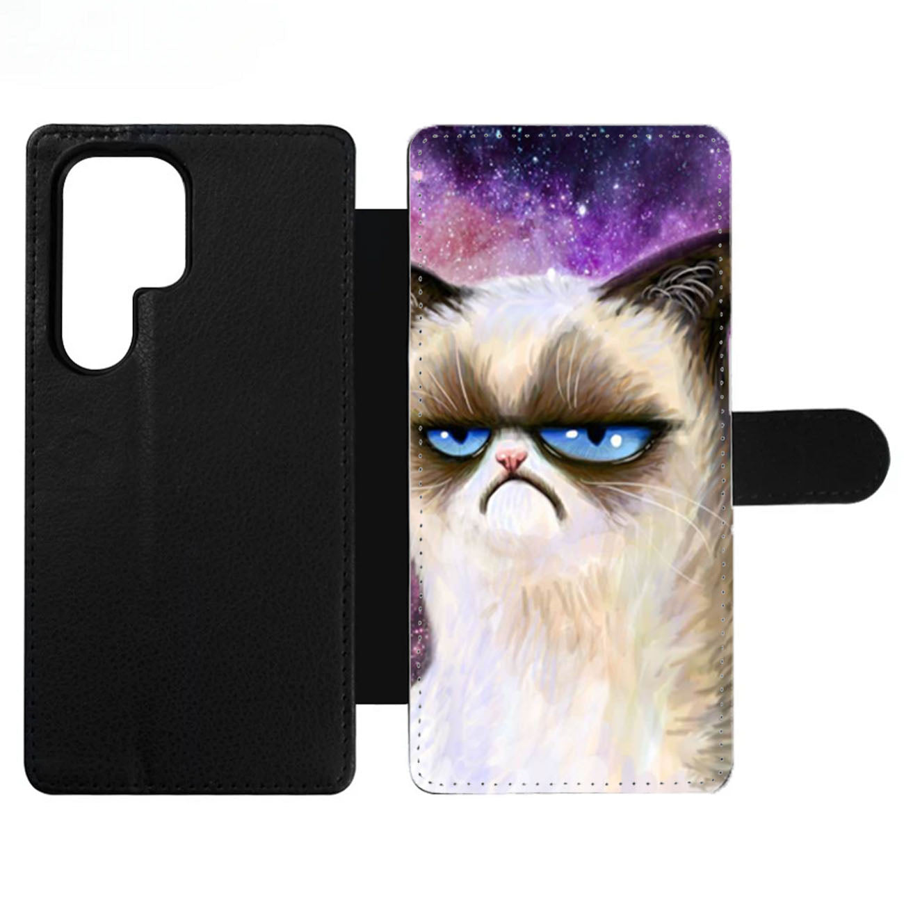 Angry Cat Grumpy Nebula Wallet Samsung Case