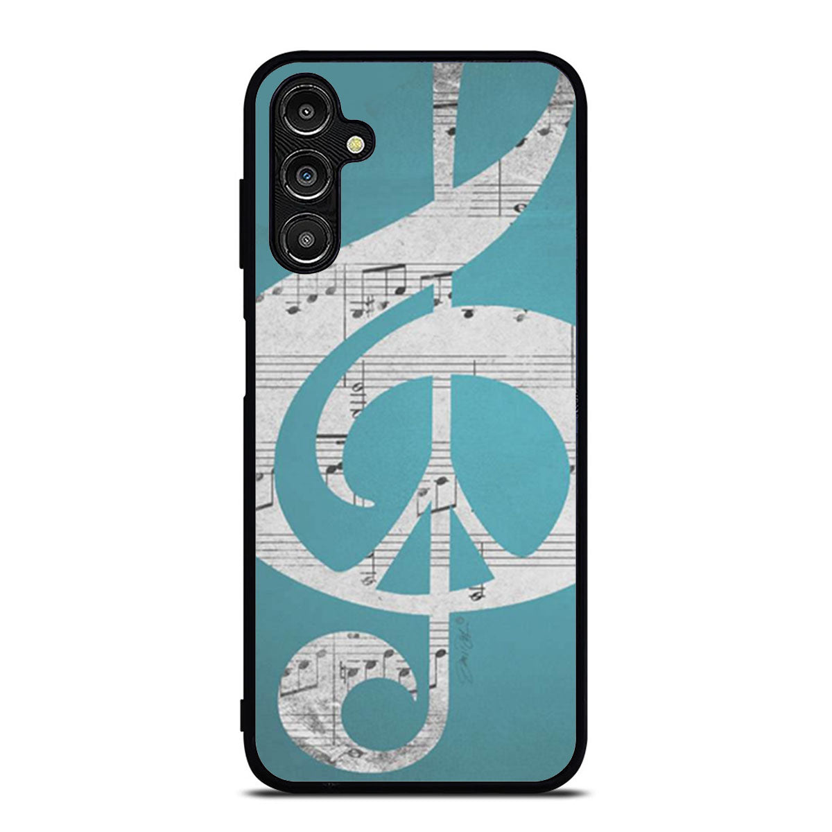 Aqua Music Notes Aqua Blue Turquoise Samsung A16 Case