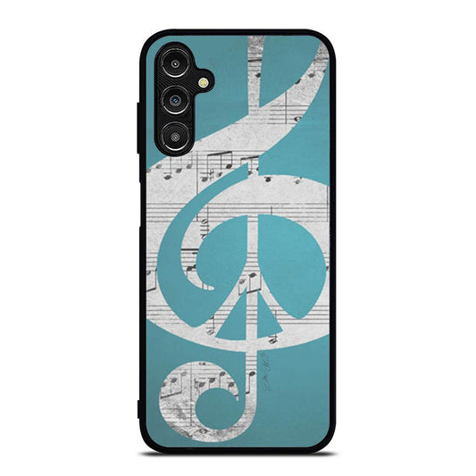 Aqua Music Notes Aqua Blue Turquoise Samsung A16 Case