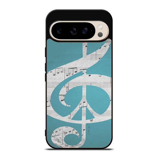 Aqua Music Notes Aqua Blue Turquoise Google Pixel 9 Pro Case
