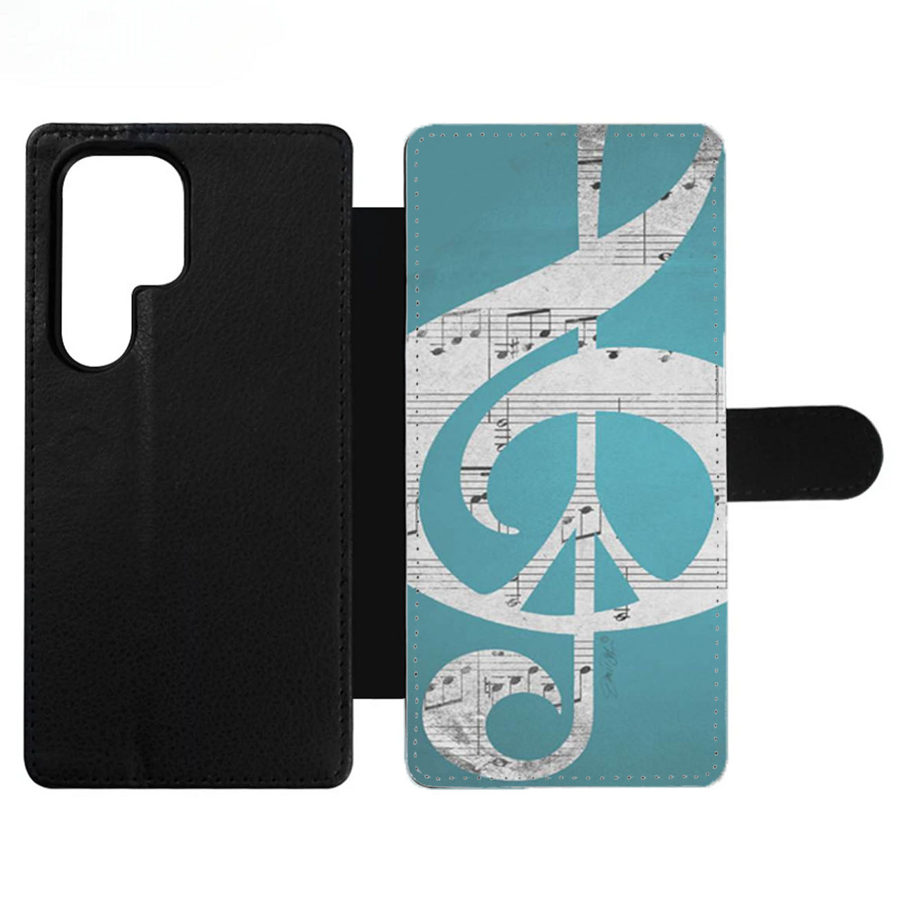 Aqua Music Notes Aqua Blue Turquoise Wallet Samsung Case
