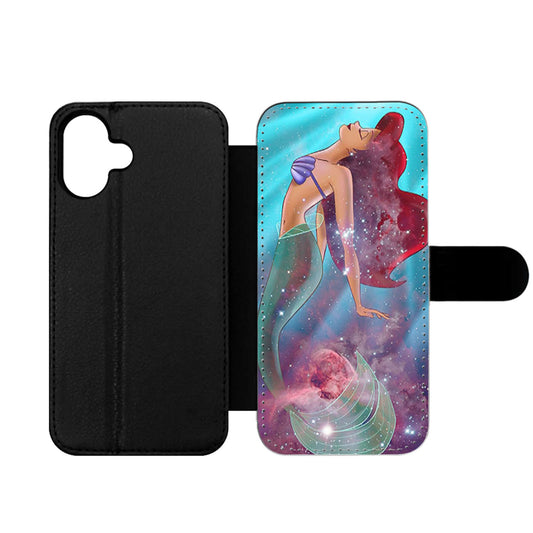 Ariel the Little Mermaid on Galaxy Nebula Wallet iPhone Case