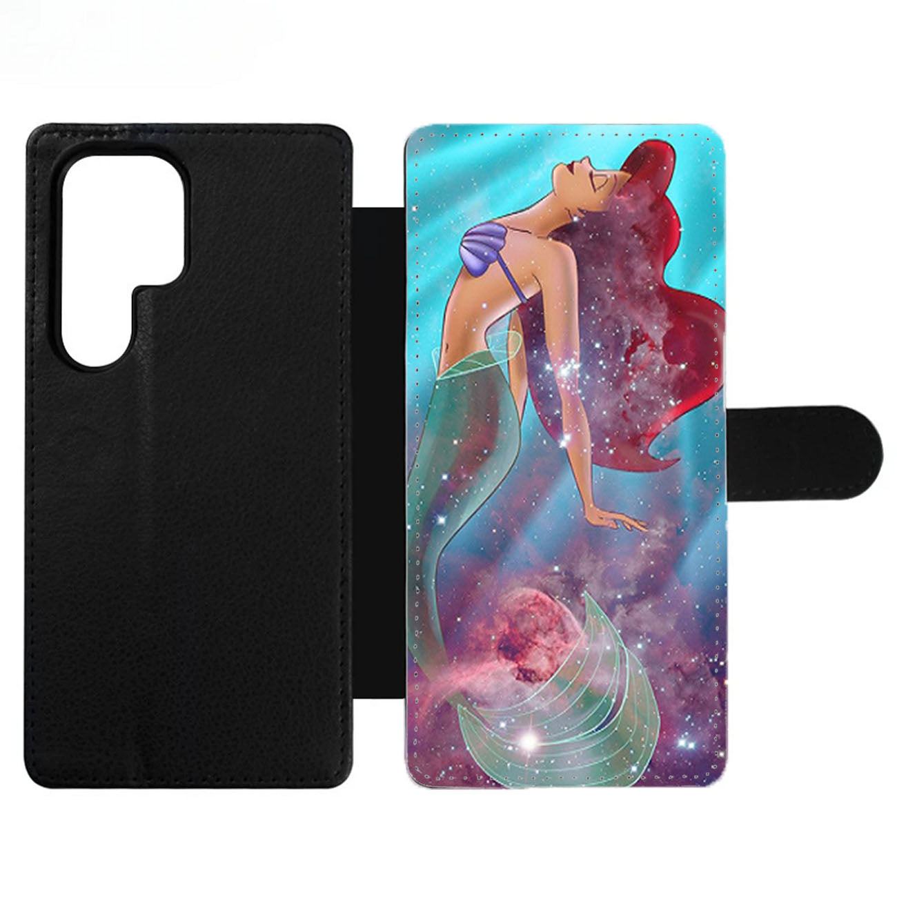 Ariel the Little Mermaid on Galaxy Nebula Wallet Samsung Case