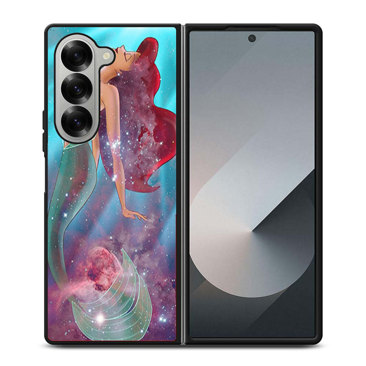 Ariel the Little Mermaid on Galaxy Nebula Samsung Z Fold 6 Case