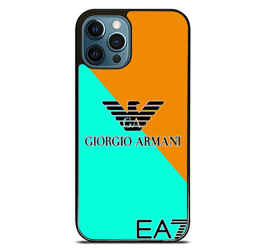 Armani Mint Orange Logo iPhone 14 Pro Max Case