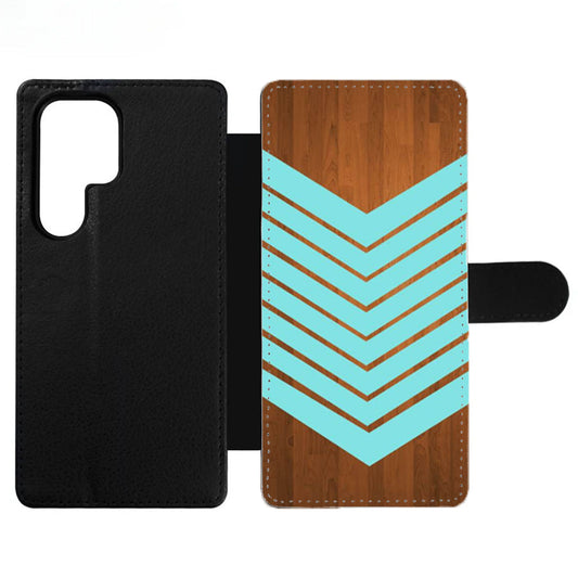 Arrow Blue Teal Wood Wallet Samsung Case