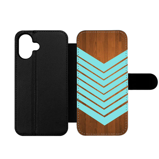 Arrow Blue Teal Wood Wallet iPhone Case