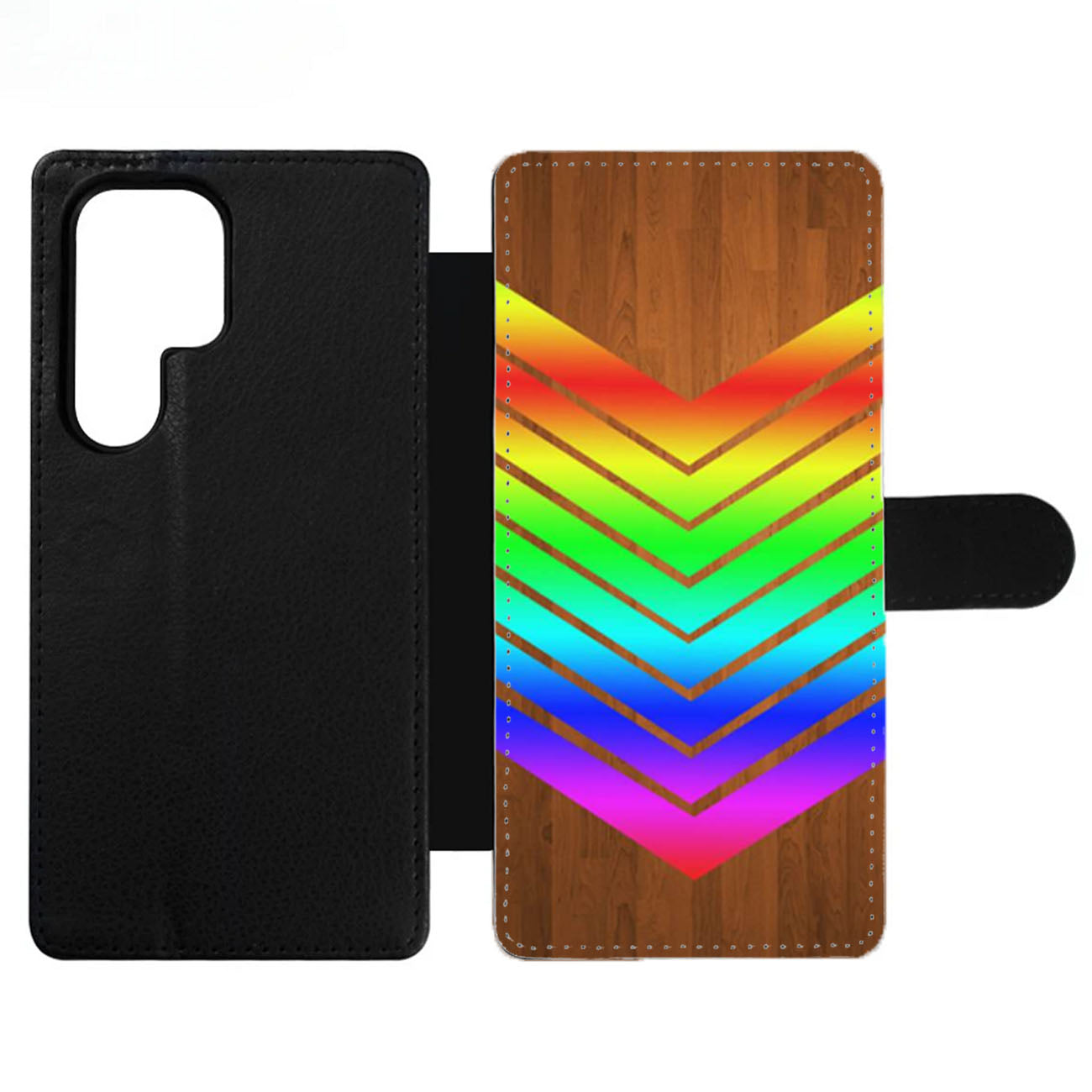 Arrow Teal Wood Rainbow Wallet Samsung Case