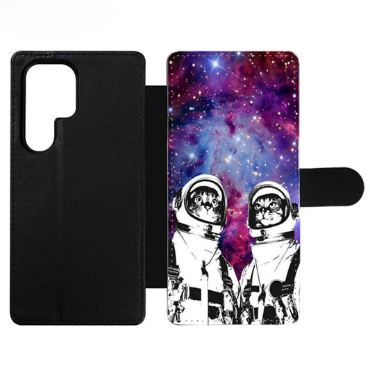 Astronaut Cat Galaxy Space Nebula Wallet Samsung Case