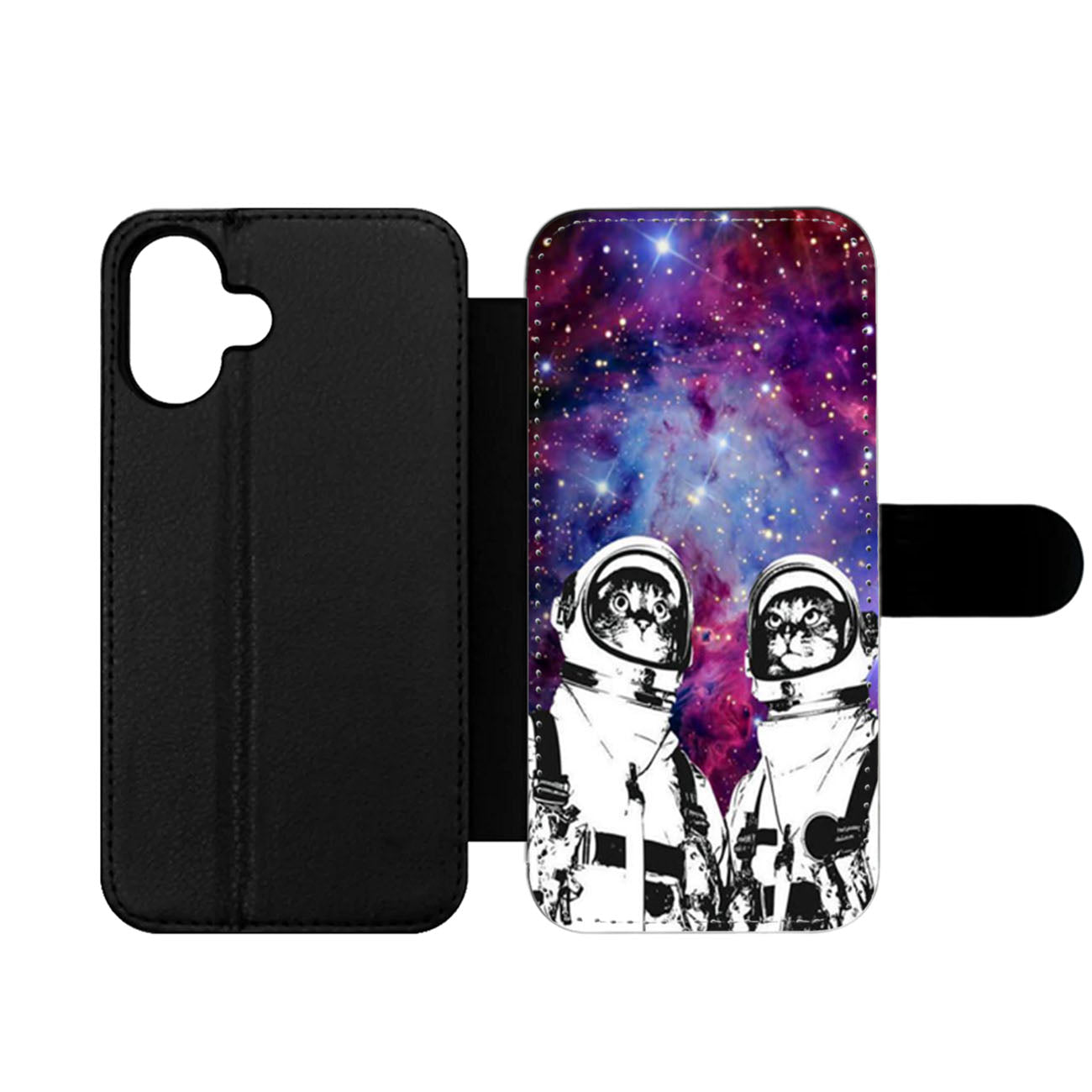 Astronaut Cat Galaxy Space Nebula Wallet iPhone Case