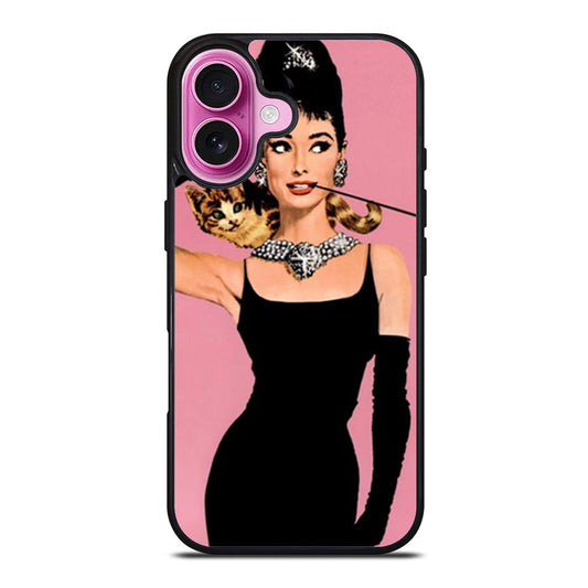 Audrey HepburnCat Pink iPhone Case Cover