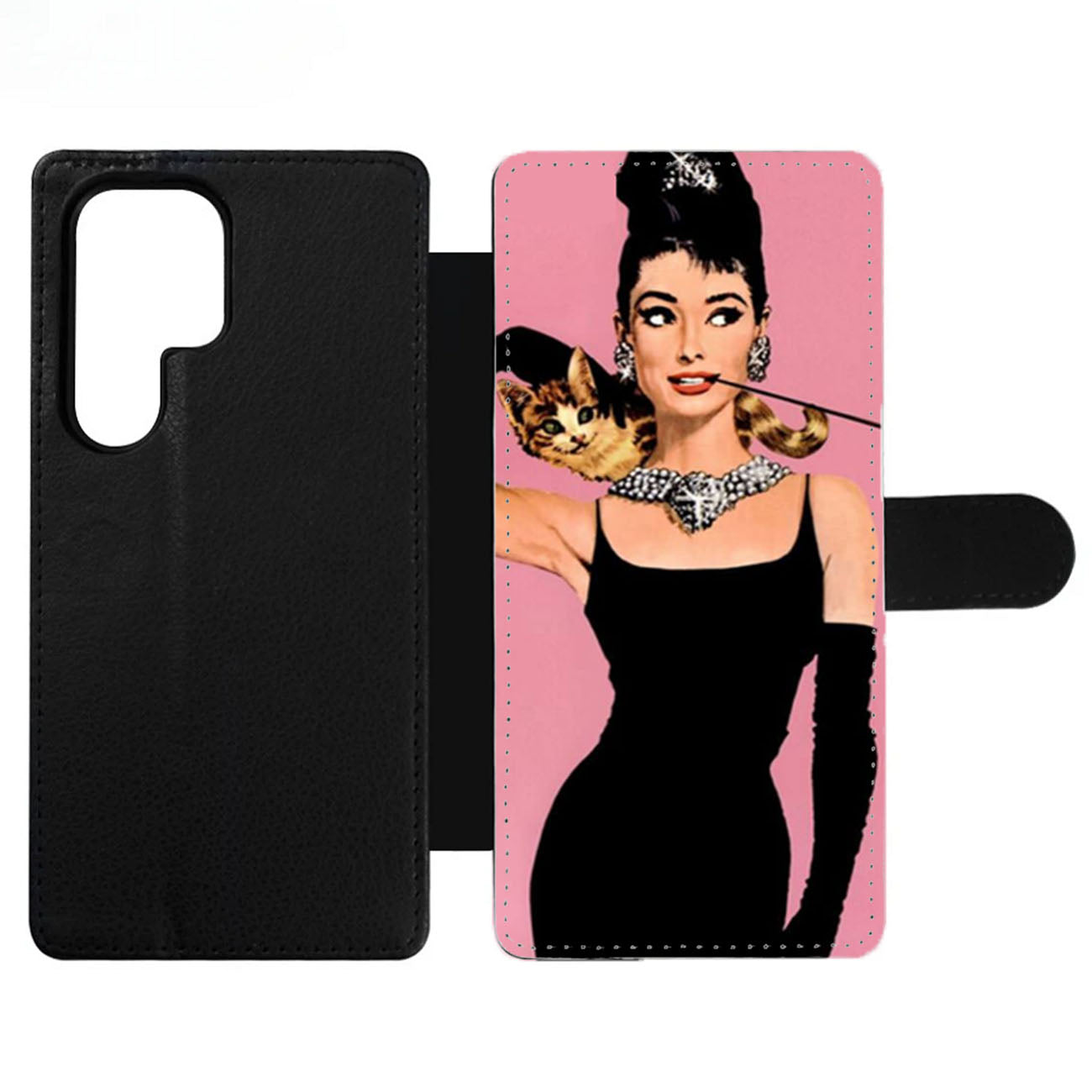 Audrey HepburnCat Pink Wallet Samsung Case