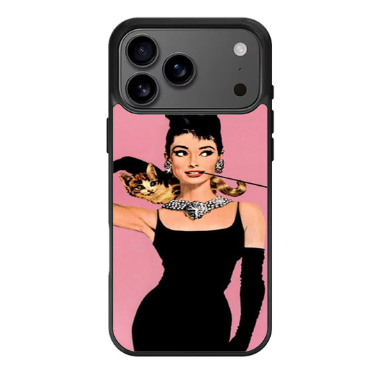 Audrey HepburnCat Pink iPhone 17 Pro Max Case