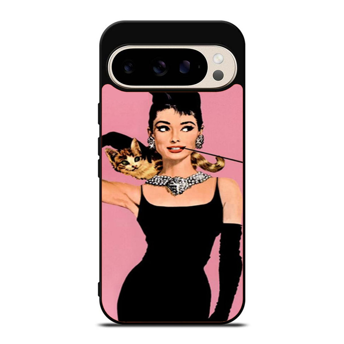 Audrey HepburnCat Pink Google Pixel 9 Pro Case