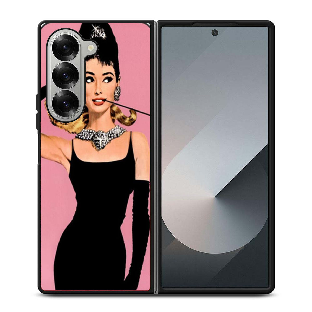 Audrey HepburnCat Pink Samsung Z Fold 6 Case