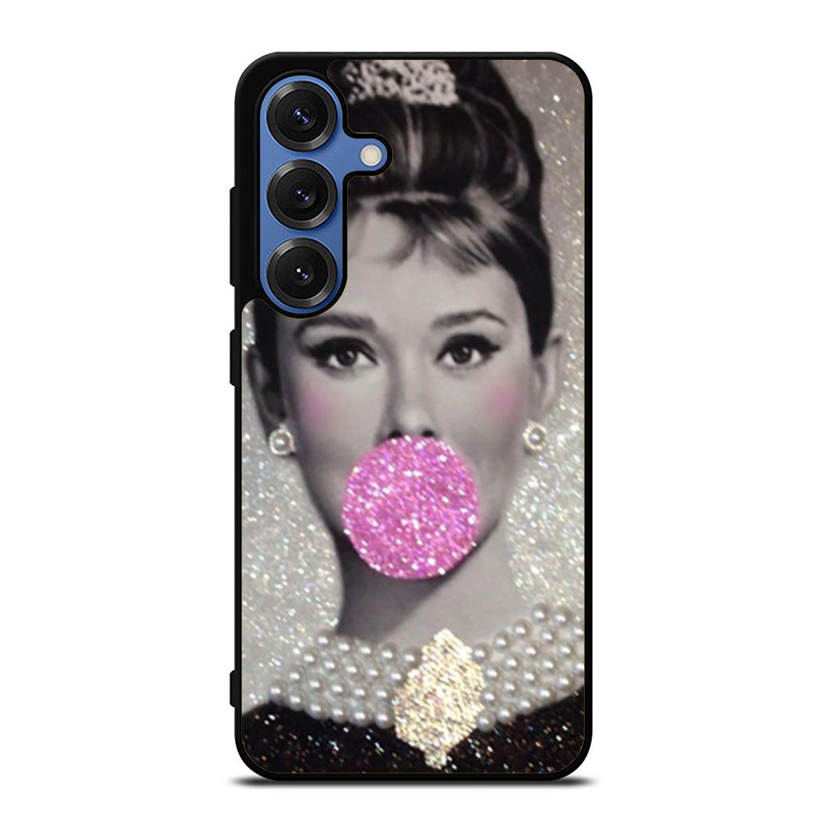 Audrey Hepburn Bubblegum Faux Glitter Samsung S25 Ultra Case